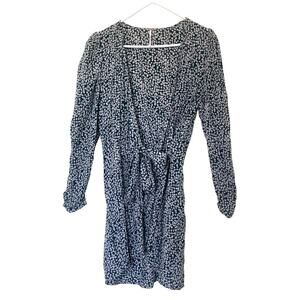 Free People Womens Kinsley Green Floral Wrap Dress Size 4 Small Puff Sleeves